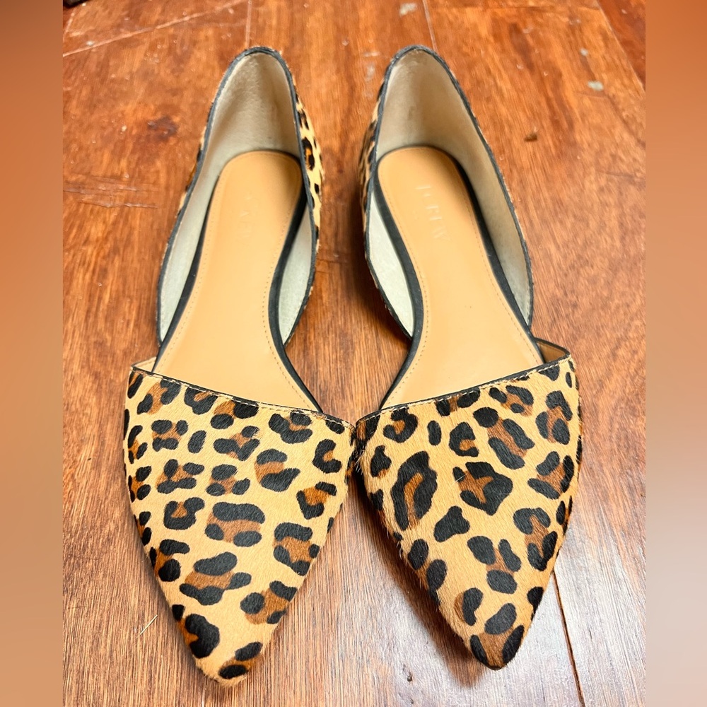 J. Crew Calf Hair Leopard Print Zoey D’orsay Slip On Size 7.5